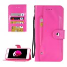 For iPhone 7 Magenta TPU + PU Leather Case with Holder, Card Slots & Wallet