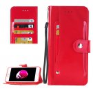 For iPhone 7 Red TPU + PU Leather Case with Holder, Card Slots & Wallet