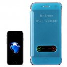 For iPhone 7 Frosted Blue Flip Leather Case with Answer Slide Window