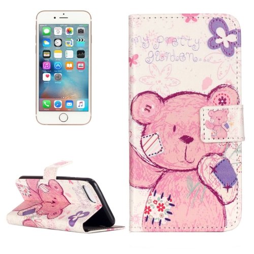 For iPhone 7 Pudding Bear Leather Case with Holder & Card Slots & Wallet