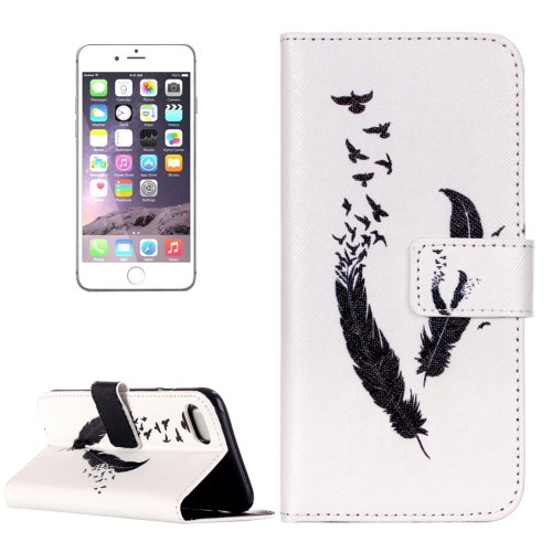 For iPhone 7 Feather Leather Case with Holder & Card Slots & Wallet