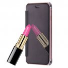 For iPhone 7 Black Plating Mirror Horizontal Flip Leather Case