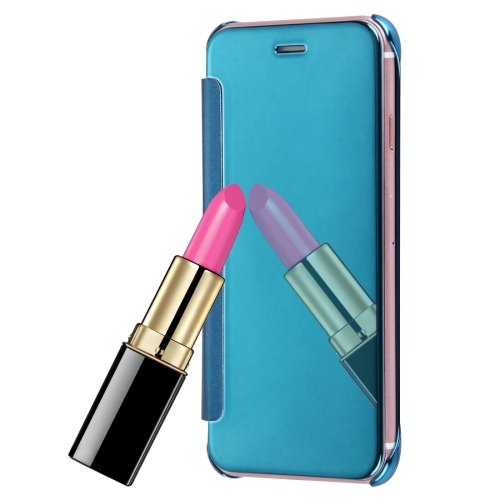 For iPhone 7 Blue Plating Mirror Horizontal Flip Leather Case