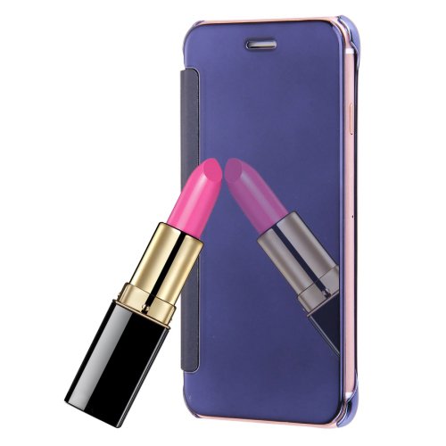 For iPhone 7 Purple Plating Mirror Horizontal Flip Leather Case