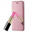 For iPhone 7 Rose Gold Plating Mirror Horizontal Flip Leather Case