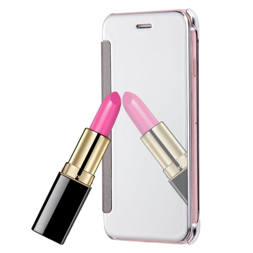 For iPhone 7 Silver Plating Mirror Horizontal Flip Leather Case