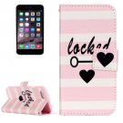 For iPhone 7 Stripes Locked Leather Case with Holder, Card Slots & Wallet
