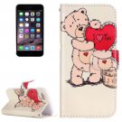 For iPhone 7 Painting Bear Leather Case with Holder, Card Slots & Wallet