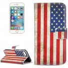 For iPhone 7 US Flag Pattern Leather Case with Holder, Card Slots & Wallet