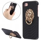For iPhone 7 Snakeskin Paste Skin Black PC Case with Lion Head Holder