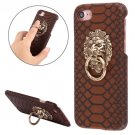 For iPhone 7 Snakeskin Paste Skin Coffee PC Case with Lion Head Holder