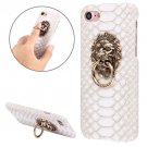 For iPhone 7 Snakeskin Paste Skin White PC Case with Lion Head Holder