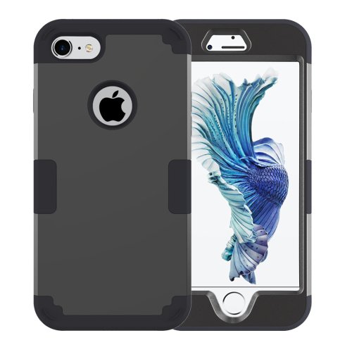 For iPhone 7 Black Separable contrast color PC + Silicone Combination Case