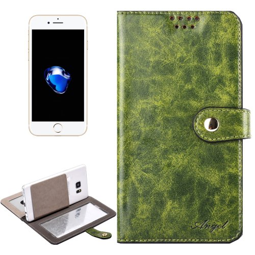 For iPhone 7 Plus Green Leather Case with Mirror & Holder & Card Slots