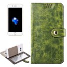 For iPhone 7 Plus Green Leather Case with Mirror & Holder & Card Slots