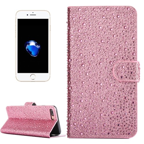 For iPhone 7 Plus Pink Raindrops Leather Case with Holder & Card Slots