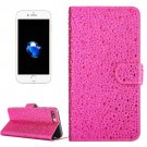 For iPhone 7 Plus Magenta Raindrops Leather Case with Holder & Card Slots