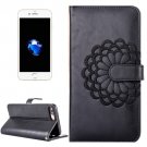 For iPhone 7 Plus Black Flower Leather Case with Holder, Card Slots & Wallet