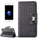For iPhone 7 Plus Black Bowknot Leather Case with Holder, Card Slots & Wallet