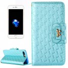 For iPhone 7 Plus Blue Bowknot Leather Case with Holder, Card Slots & Wallet