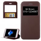 For iPhone 7 Plus Coffee Crazy Horse Case with Call ID, Holder & Card Slot