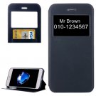 For iPhone 7 Plus Dark Blue Crazy Horse Case with Call ID, Holder & Card Slot