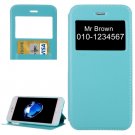 For iPhone 7 Plus Blue Crazy Horse Case with Call ID, Holder & Card Slot