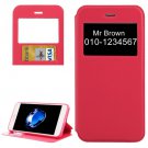 For iPhone 7 Plus Magenta Crazy Horse Case with Call ID, Holder & Card Slot