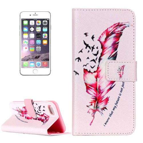 For iPhone 7 Plus Feather Leather Case with Card Slots, Wallet & Holder