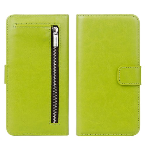 For iPhone 7 Plus Separable Crazy Horse Zipper Wallet Style Green Leather Case