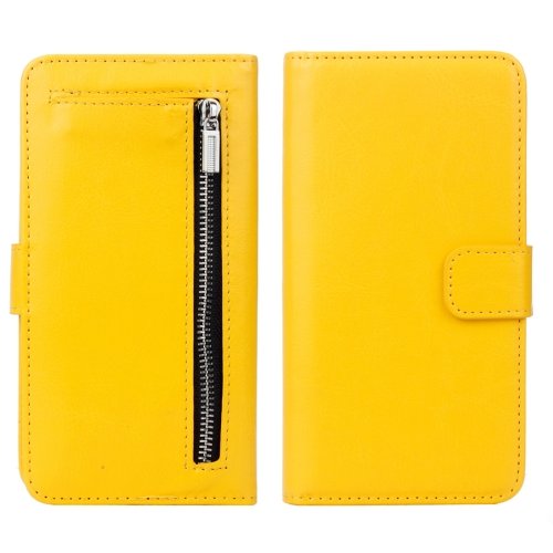 For iPhone 7 Plus Separable Crazy Horse Zipper Wallet Style Yellow Leather Case