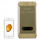 For iPhone 7 Plus Frosted Gold Flip Leather Case with Caller ID Window