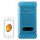 For iPhone 7 Plus Frosted Blue Flip Leather Case with Caller ID Window