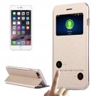 For iPhone 7 Plus Gold Flip Leather Case with Call Display ID & Holder