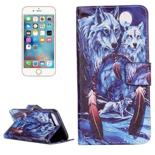 For iPhone 7 Plus Wolves Flip Leather Case with Holder & Card Slots & Wallet