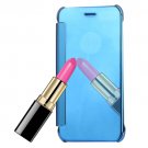 For iPhone 7 Plus Blue Plating Mirror Horizontal Flip Leather Case