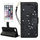 For iPhone 7 Plus Black Girl Leather Case with Holder & Card Slots & Wallet