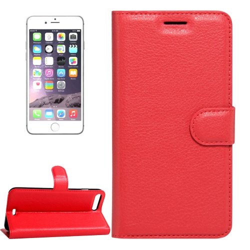 For iPhone 7 Plus Red Litchi Leather Case with Holder, Card Slots & Wallet