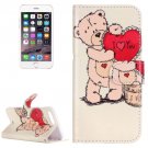 For iPhone 7 Plus Bear Leather Case with Holder, Card Slots & Wallet