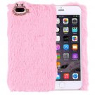 For iPhone 7 Plus Genuine Rabbit Hair Diamond incrusted Pink PC Case