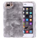 For iPhone 7 Plus Genuine Rabbit Hair Diamond incrusted Grey PC Case