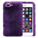 For iPhone 7 Plus Genuine Rabbit Hair Diamond incrusted Purple PC Case