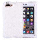 For iPhone 7 Plus Genuine Rabbit Hair Diamond incrusted White PC Case