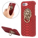 For iPhone 7 Plus Snakeskin Paste Skin PC Red Case with Lion Head Holder