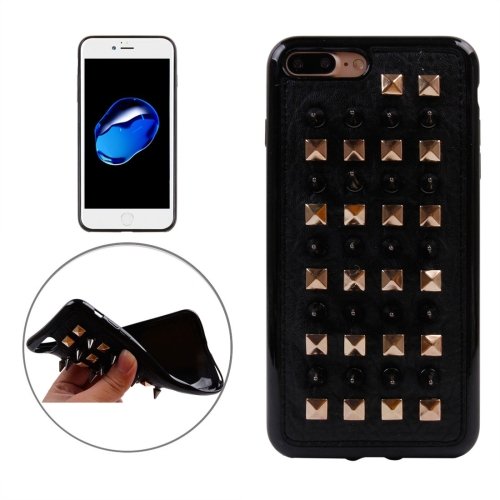 For iPhone 7 Plus Cone Quartet Nail Rivet Style TPU + Metal Soft Case