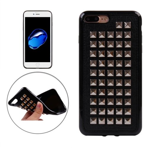 For iPhone 7 Plus Silver Quartet Nail Rivet Style TPU + Metal Soft Case