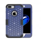For iPhone 7 Plus Dark blue Diamond PC + Silicone Combination Case