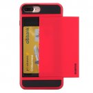For iPhone 7 Plus Slide Style TPU + PC Combination Red Case with Card Slot