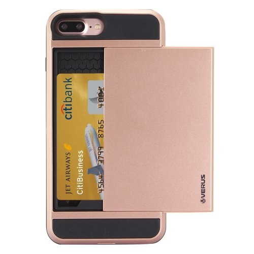 For iPhone 7 Plus Slide Style TPU + PC Combination Rose Case with Card Slot