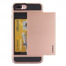 For iPhone 7 Plus Slide Style TPU + PC Combination Rose Case with Card Slot